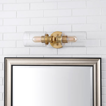 Jules Edison 16.5" Cylinder Iron/Seeded Glass Farmhouse Contemporary LED Wall Sconce